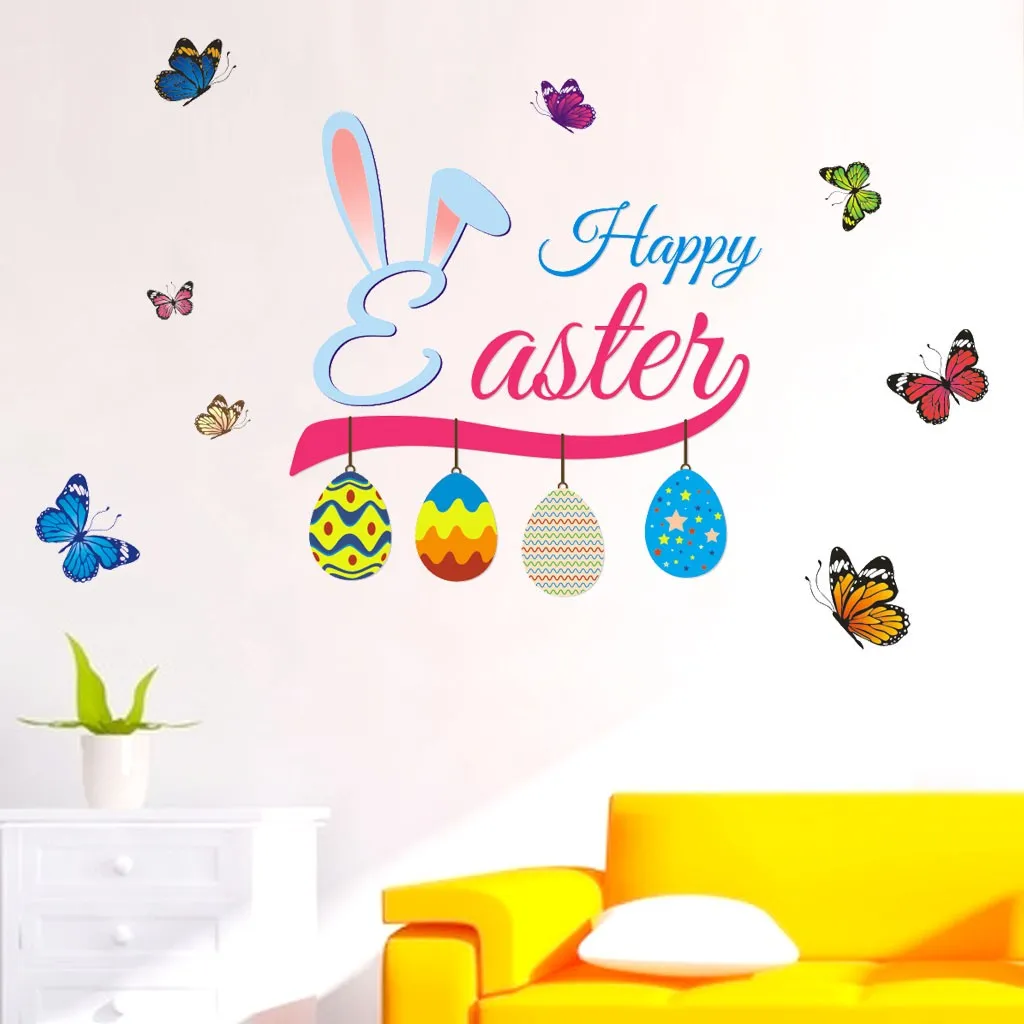 Happy Easter wall sticker Vinyl Decal Art Wall Sticker DIY Home Room