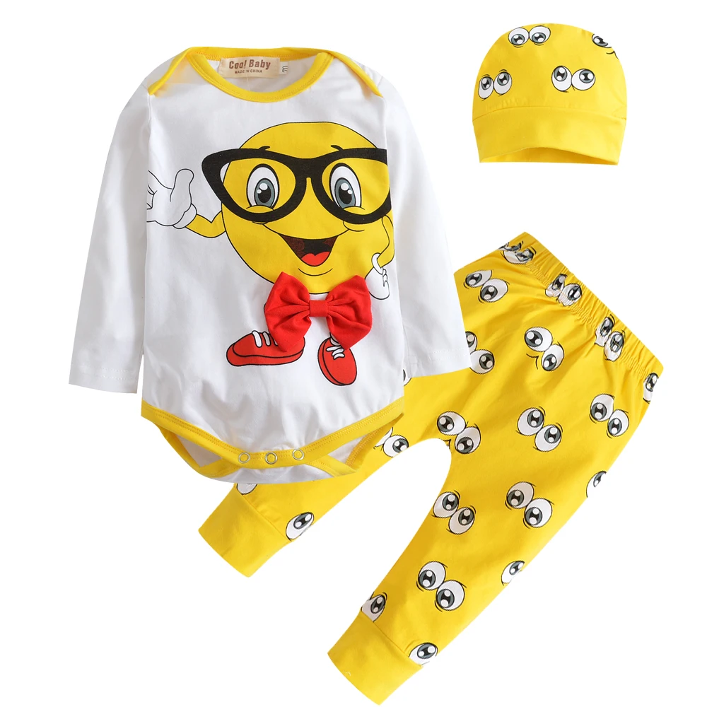 Комплект детской одежды с героями мультфильмов, хлопковая одежда для новорожденных мальчиков, комплект осенней одежды для малышей, боди с длинным рукавом+ штаны+ шапка