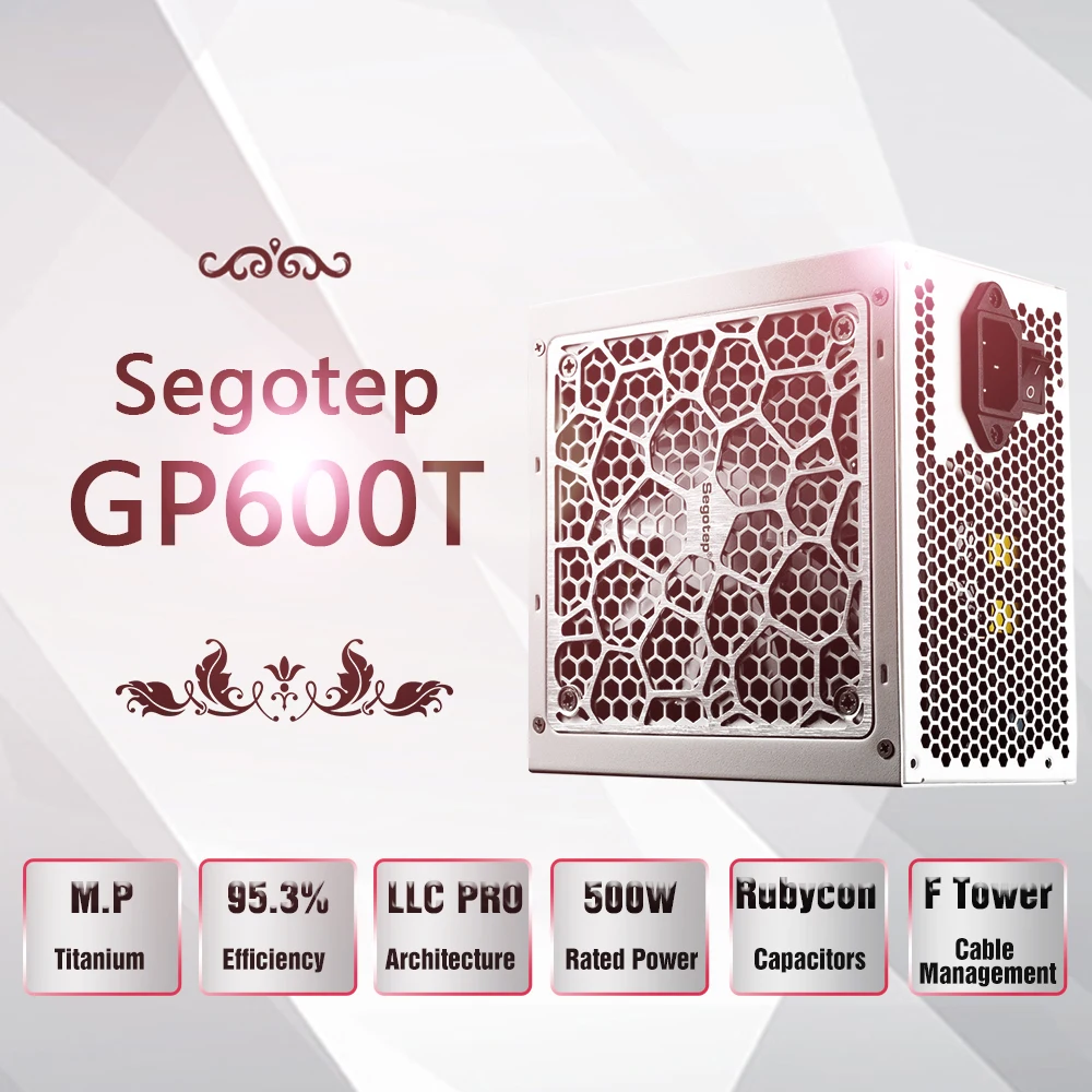 

Segotep 500W GP600T ATX PC Computer Power Supply Desktop Gaming PSU 12V 80PLUS Titanium Active PFC Universal AC Input 100-240V