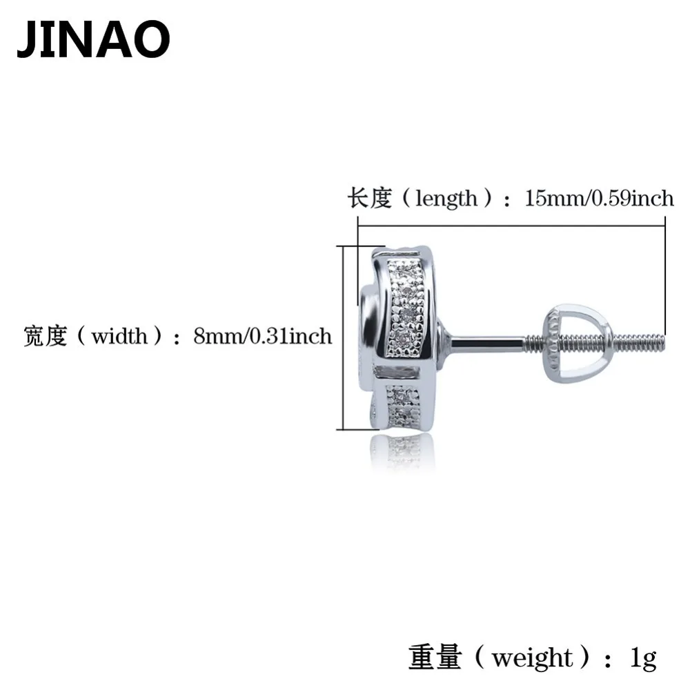 JINAO новый мужчин AAA CZ цвета: золотистый серебристый Цвет круглые серьги гвоздики