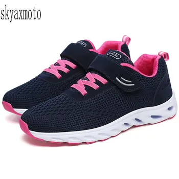 

Skyaxmoto 2018 spring new women's shoes magic buckle Jianbu shoes thick wear-resistant mother shoes running shoes