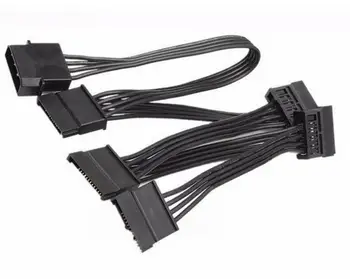 

200pcs/lot 4Pin 18AWG Wire For Hard Drive IDE Molex to 5-Port 15Pin SATA Power Cable Cord Lead HDD SSD PC Server DIY HOT