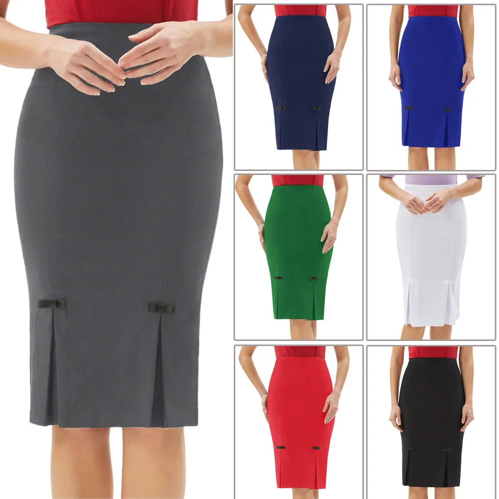 

Belle Poque Skirts OL office lady work Women party business formal skirts Vintage Bow-Knot Hips-Wrapped Bodycon Pencil Skirt