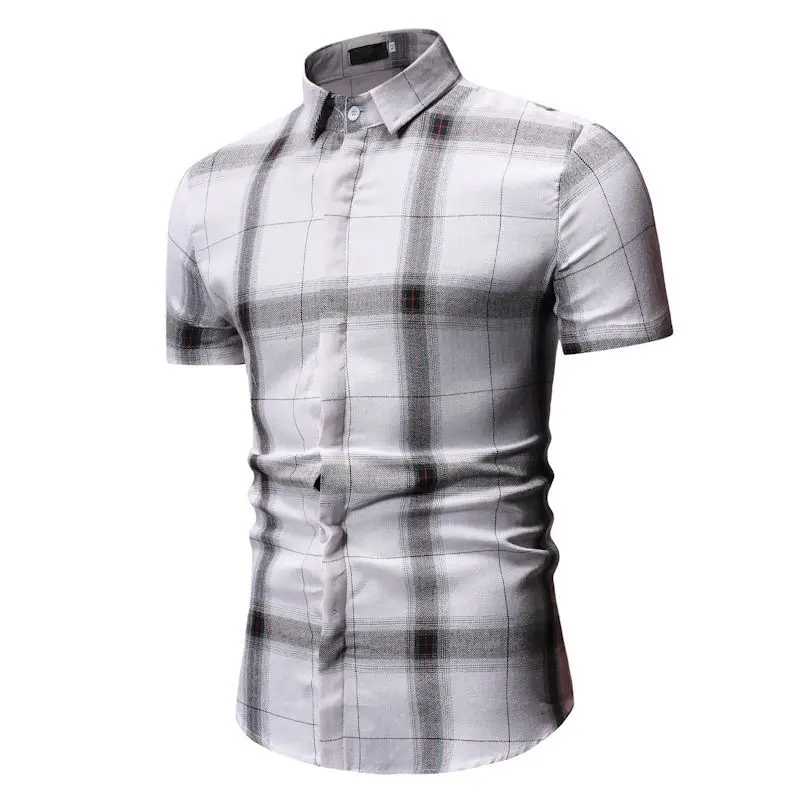 Men's Pliad Top Men Shirt Slim Fit Blouse Shirts Casual Short-sleeved Men Shirt Mens Shirts camisa masculina camisa hombre YS56 (2)