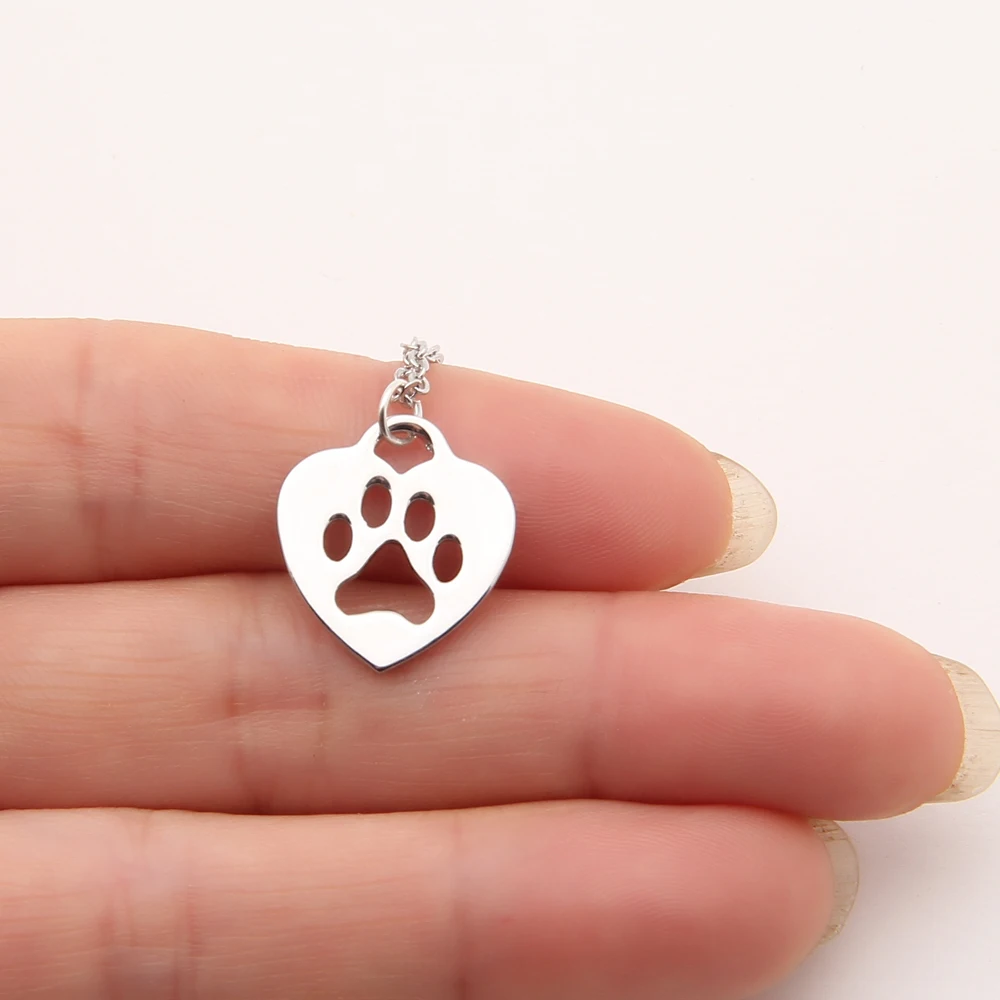 30pcs Cut Out Dog Paw Necklace Dainty Pendant Paw Print Necklaces