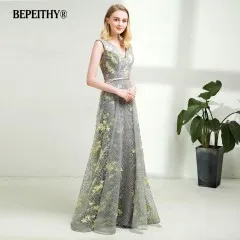 Vestido Longo кружевные длинные платья для выпускного вечера с v-образным вырезом дизайн Элегантные прямые длинные вечерние платья со шлейфом горячая распродажа - Цвет: PHOTO COLOR