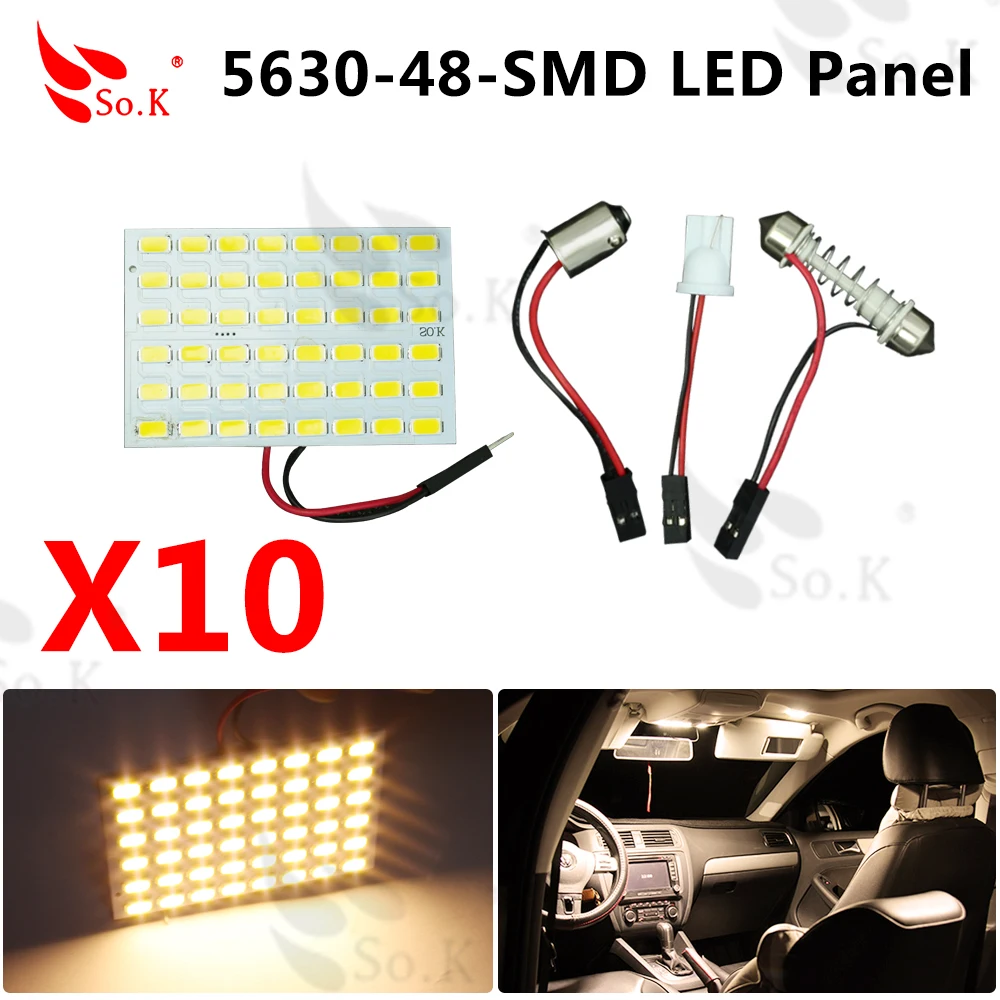 10x warm white Car 48 SMD 5630 LED panel Light Dome font b Interior b font
