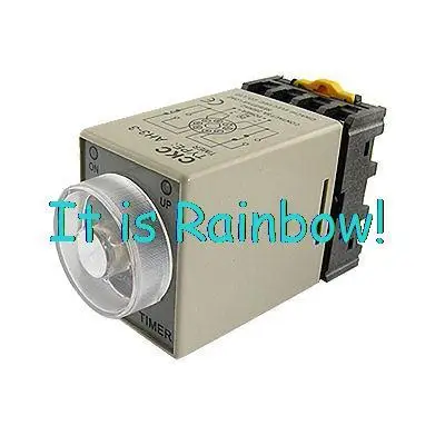 

Free Shipping Contact AC 5A 250V AH3-3 10s AC 220V Delay Timing Relay w Socket Base