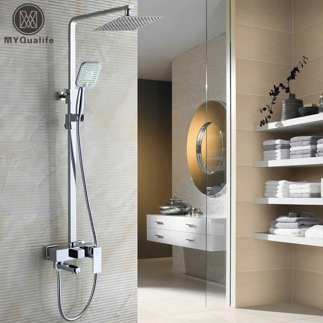 ﻿Chrome Badkamer Douche Set Kraan met 8 "Ultradunne Douchekop en
