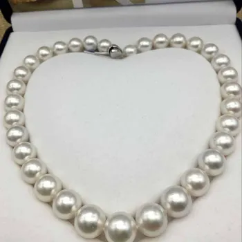 

Eternal wedding word 925 silverr natural big Boutique white pearl necklace round 6-14MM