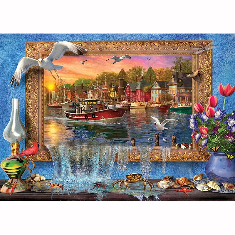 

5D DIY Diamond Embroidery Boating Lake & Animals Cross Stitch Full Square/Round diamond painting rhinestones love gift