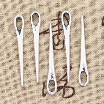 

12pcs Charms Sewing Needle 39x5mm Antique Making Pendant fit,Vintage Tibetan Bronze Silver color,DIY Handmade Jewelry
