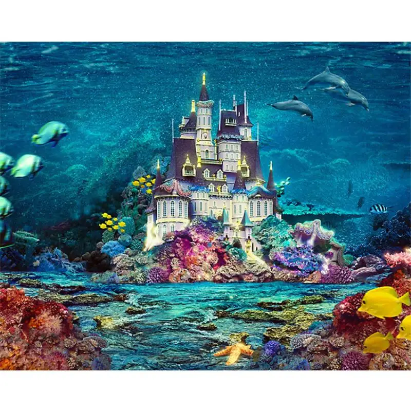 5D DIY Алмазная картина на морском дне замок вышивка Стразы искусство Вышивка