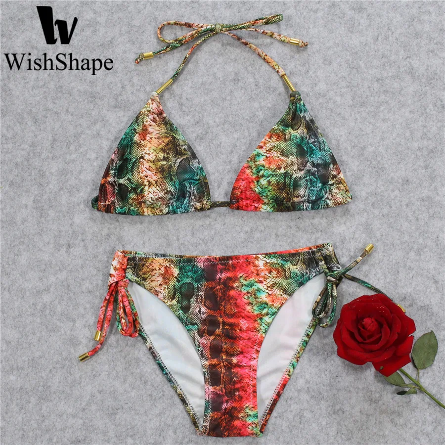 

Sexy Bikini Set Brazilian Swimsuit 2018 Swimwear Women High Waist Push Up Swimsuits Serpentine Print Bathing Suit Beach Monokini