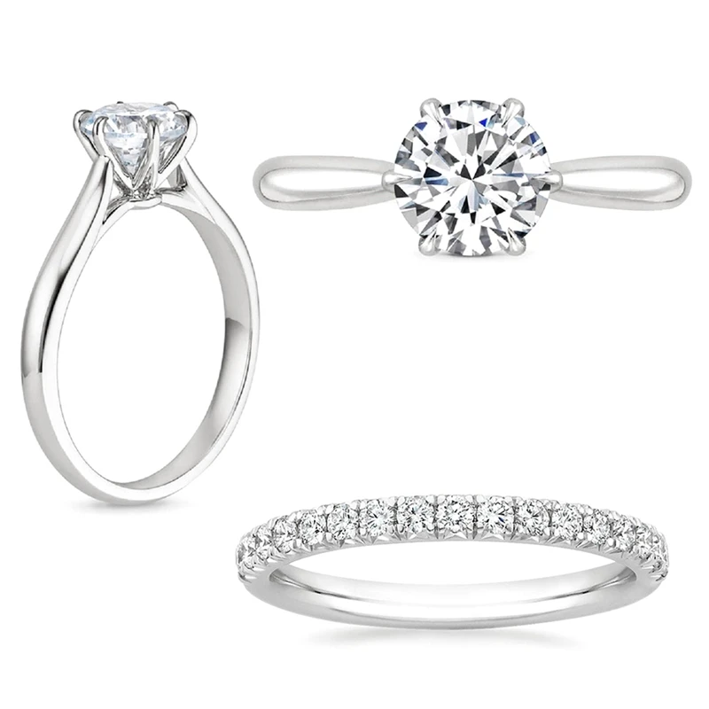 

1 Pcs New Imulated Plating Six-claw Ring Anniversary Promise Wedding Band Engagement Ring Bridal Rings