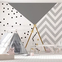 Серый белый цвет геометрический и черный горошек для камеры фон Декор обои дети стены Декор обои детская комната