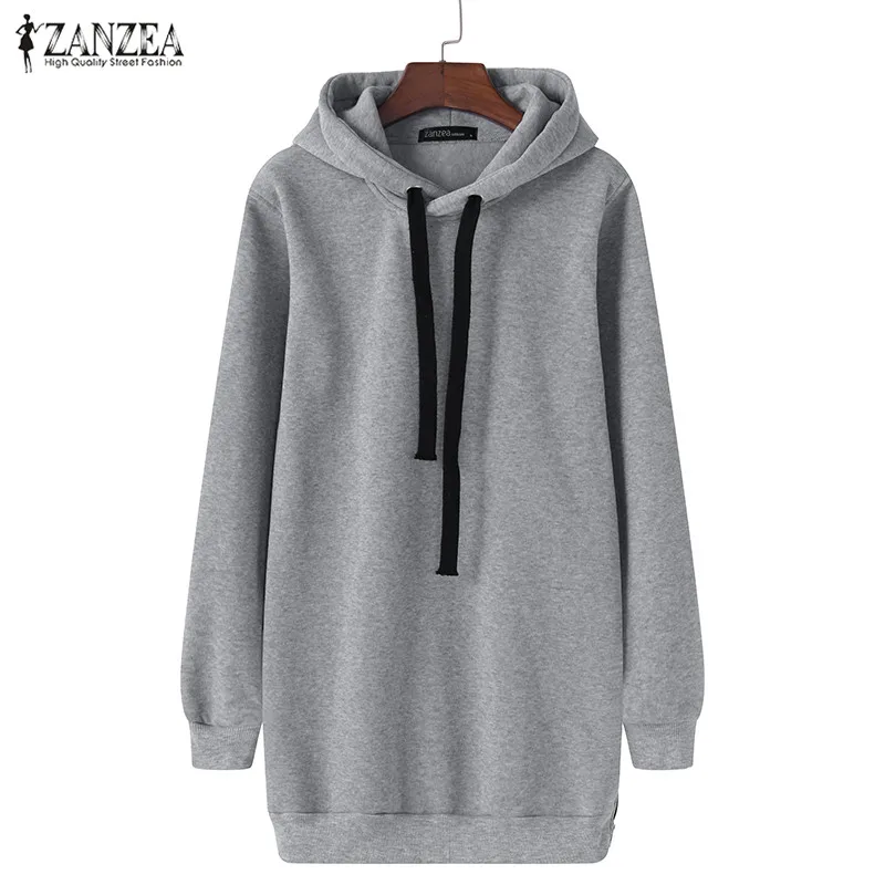  ZANZEA Women Hoodies Sweatshirt 2019 Spring Autumn Female Long Sleeve Hooded Tops Casual Loose Plus