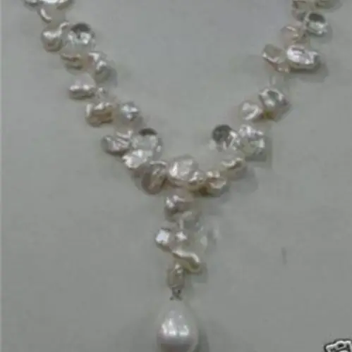 

RHJ00142 NATURAL SOUTH SEA WHITE PEARL NECKLACE +shell PENDANT AA+