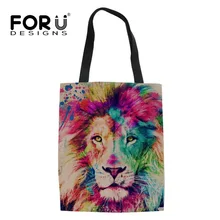 FORUDESIGNS/женские сумки, цветные сумки с принтом льва, брезентовые складные роскошные сумки-тоут, льняные сумки через плечо Bolsaa Feminina