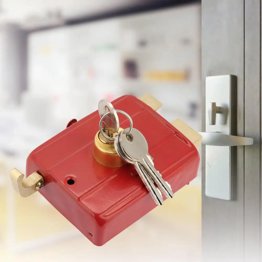 Сверхмощный Замок Deadbolt замок безопасности красная ночная защелка с ключами для