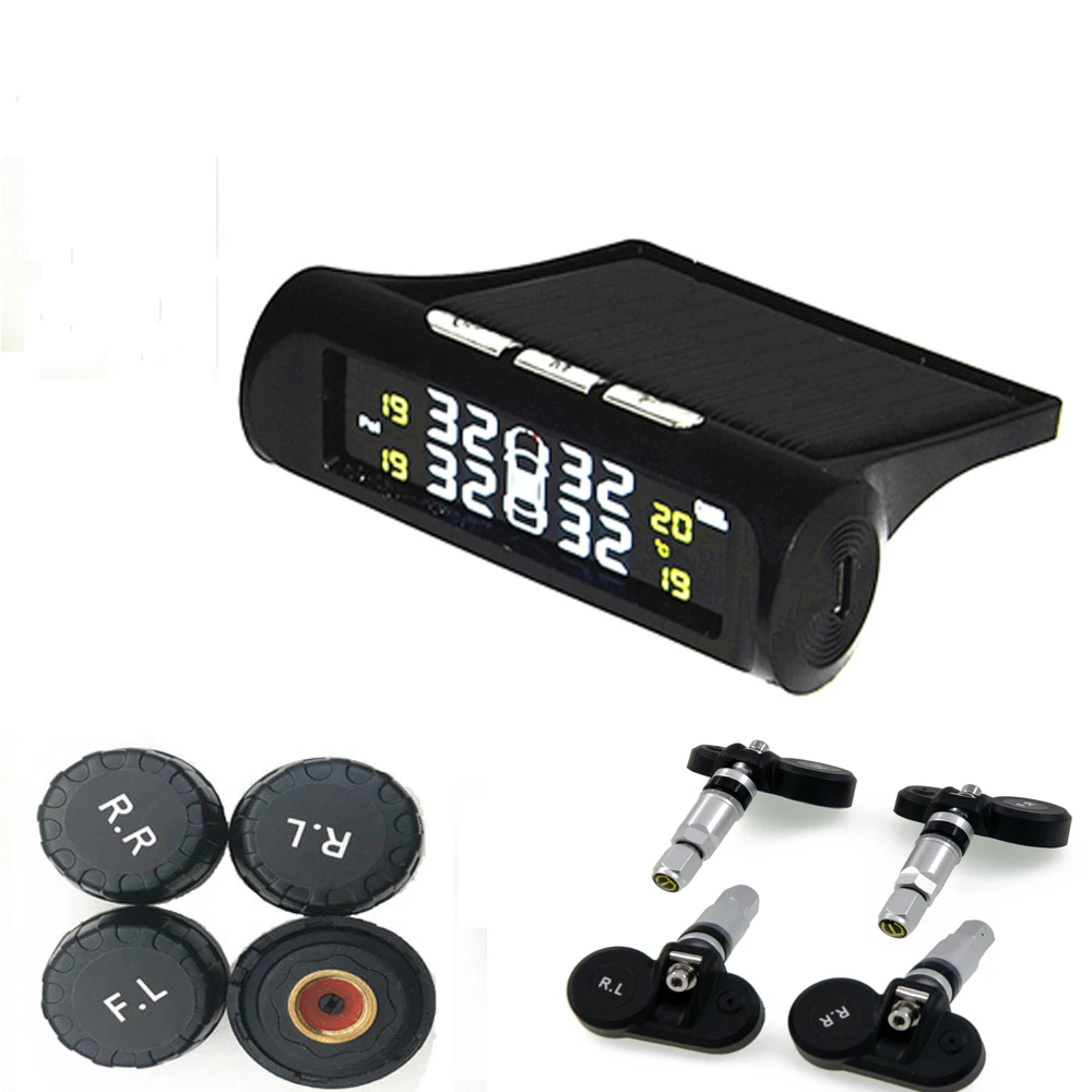 

Solar Car TPMS For Toyota Tire Pressure Monitoring System Digital LCD Display Auto Security Alarm Systems For BMW and More