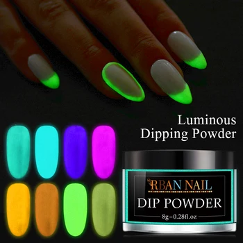 

RBAN NAIL 8 Colors Nail Glitter Powder Dust Luminous Pigment Fluorescent Powder Nail Glitters Glow in the Dark Manicure