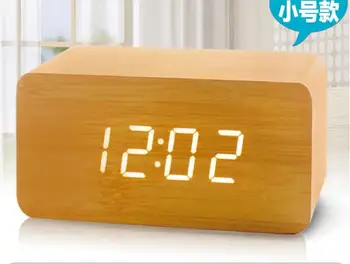

LED Digital Wooden Alarm Clock Despertador Sound Control USB Temperature Display Electronic Desktop Table Alarm Clocks