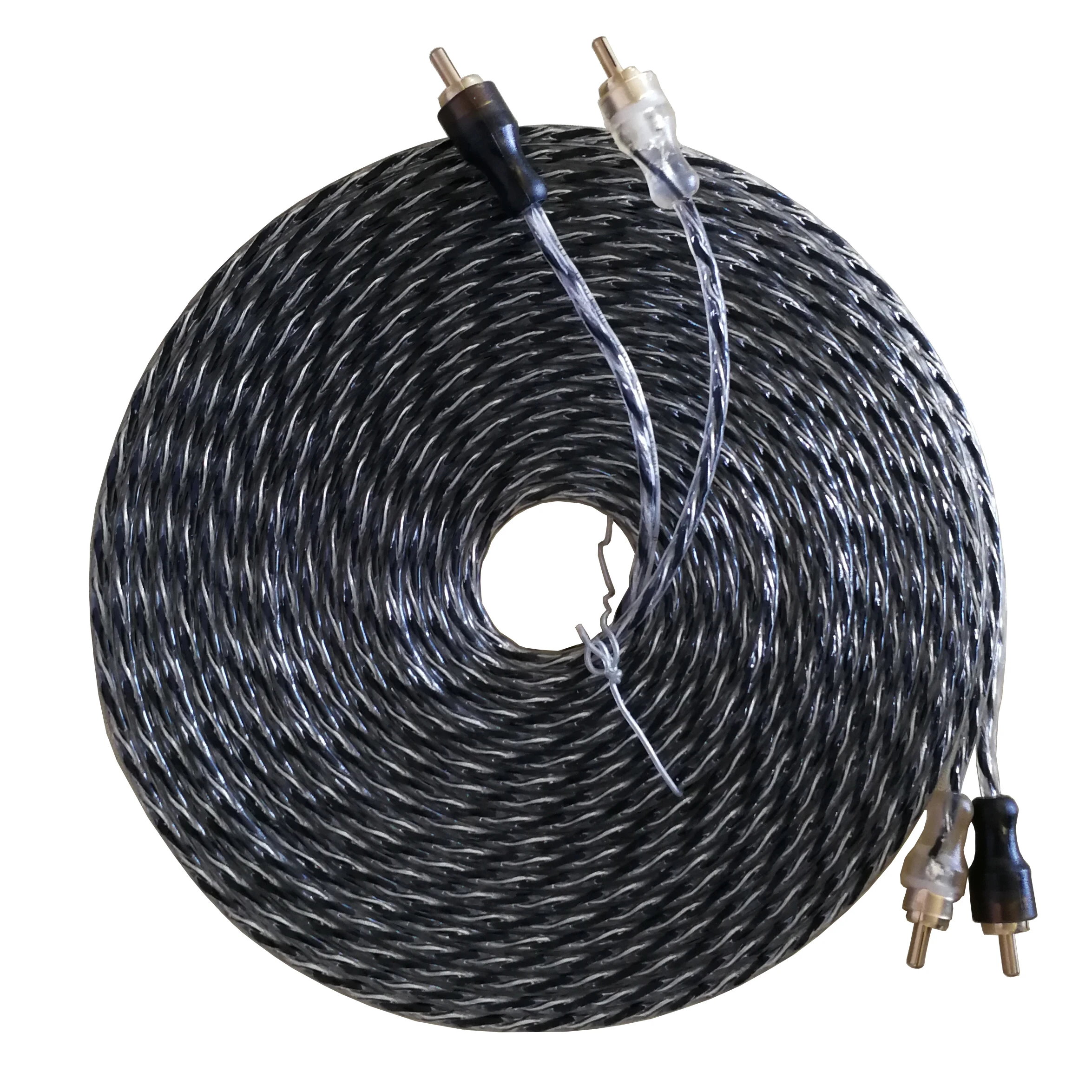 

Car Audio Speaker Wire Audio RCA 2 Channel PURE OFC Cable 5.2 metres Gold Plated Tips Black Clear Jacket