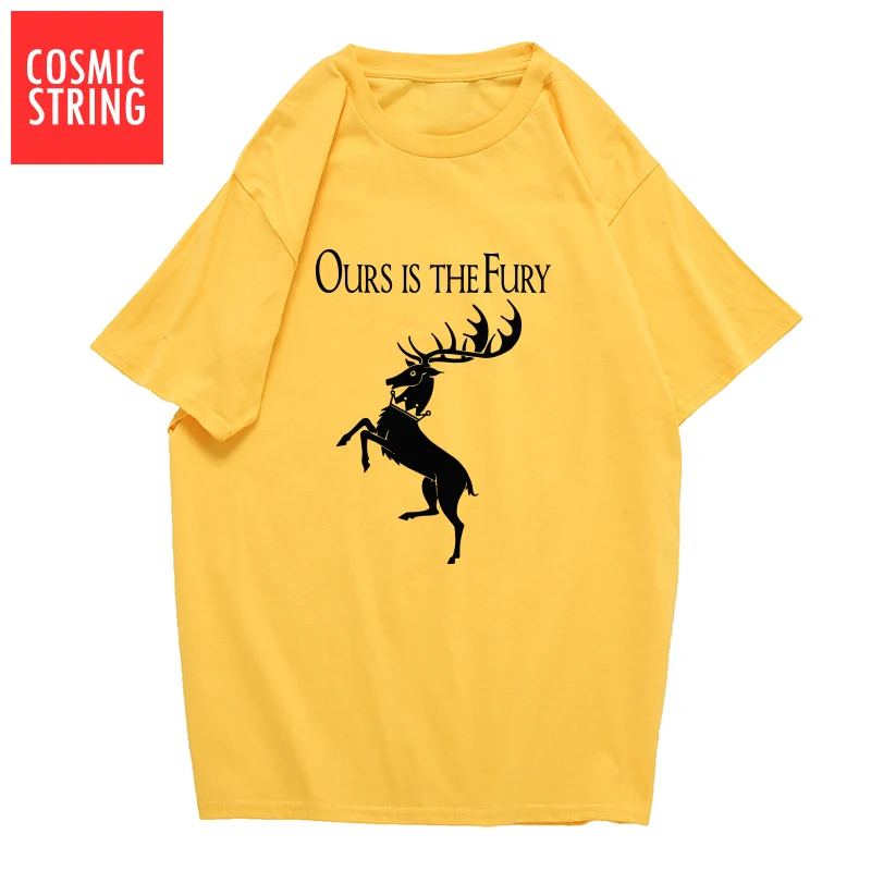 

COSMIC STRING 100% cotton summer ours is the fury print men Tshirt casual cool oversized men t shirt loose t-shirt tee shirts