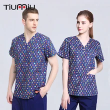 Новая униформа медсестры доктора Женщины Мужчины Медицинские комплекты одежды скрабы больницы короткий рукав лабораторный салон красоты спа топы для работы+ брюки