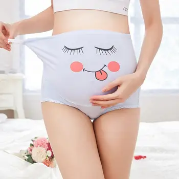 

Cartoon Breathable Cotton High Waisted Briefs Belly Support Panties Pregnant Woman Adjustable Underwear