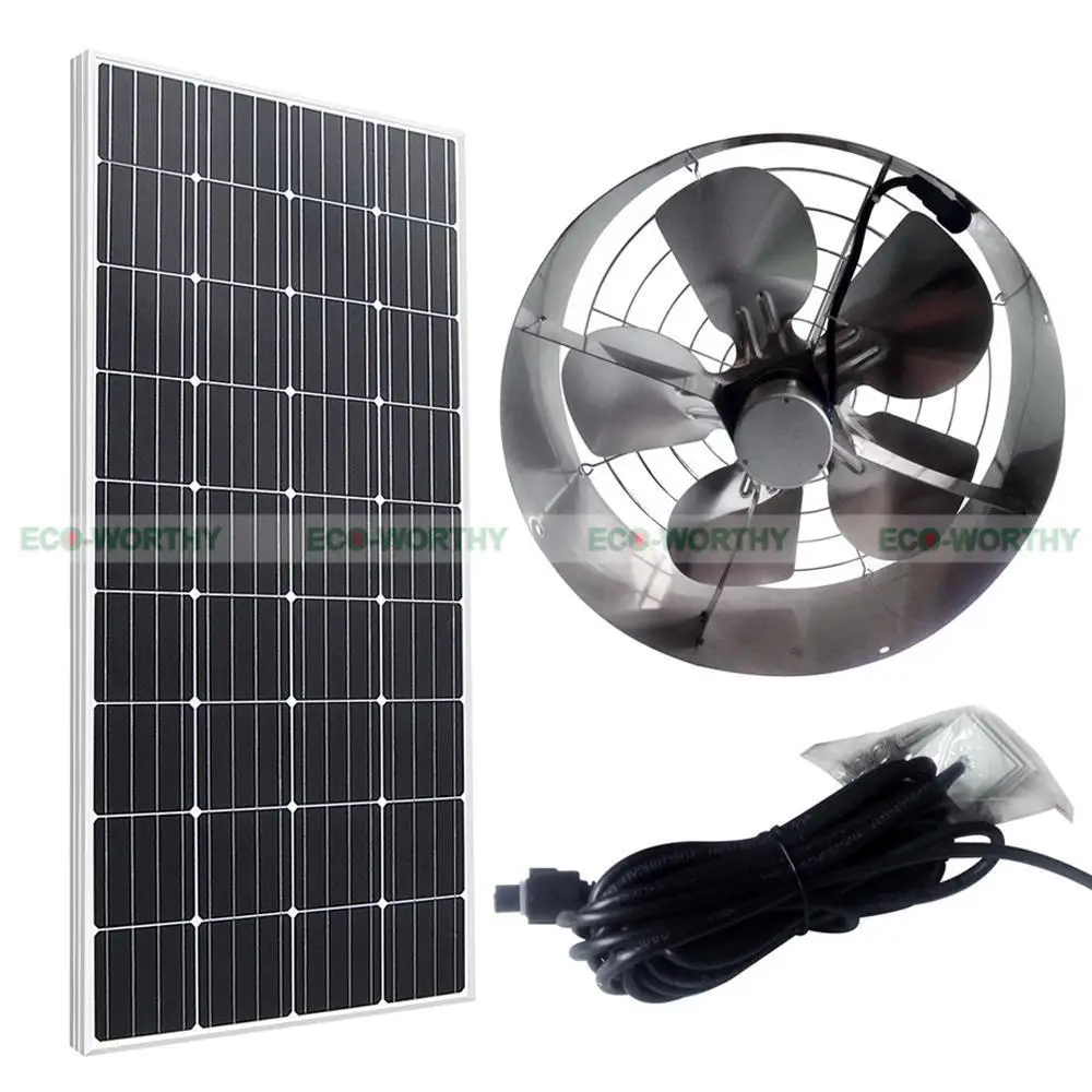 

Solar Powered 65W Attic Ventilator Roof Vent Fan W/ 100W 12V Mono Solar Panel