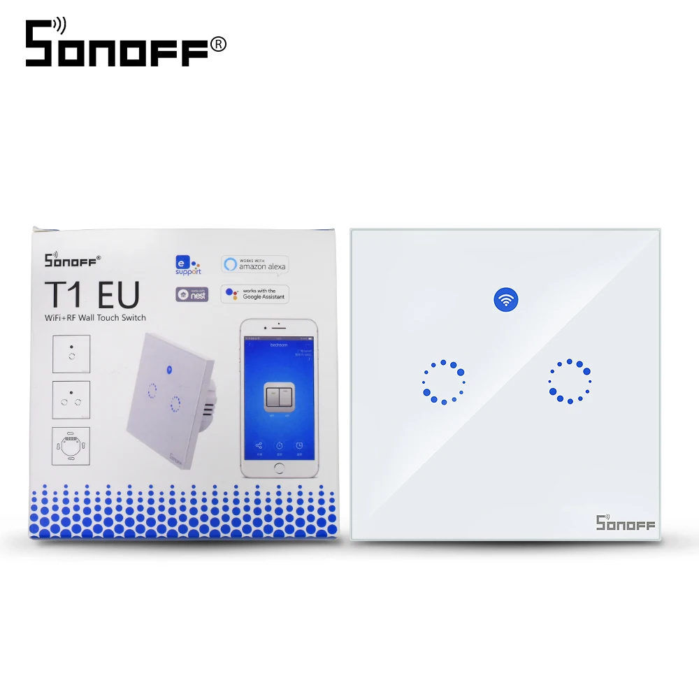 Sonoff T1 ЕС 2 банды 86 Тип умный Wifi переключатель 220 В настенный сенсорный выключатель RF/433 МГц/приложение управление работа с Alexa умный дом автоматизация