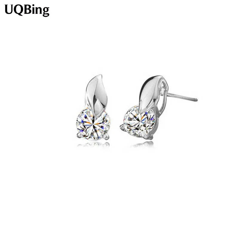

Free Shipping Fashion Women Crystal 925 Sterling Silver Stud Earrings Jewelry Pendientes Brincos