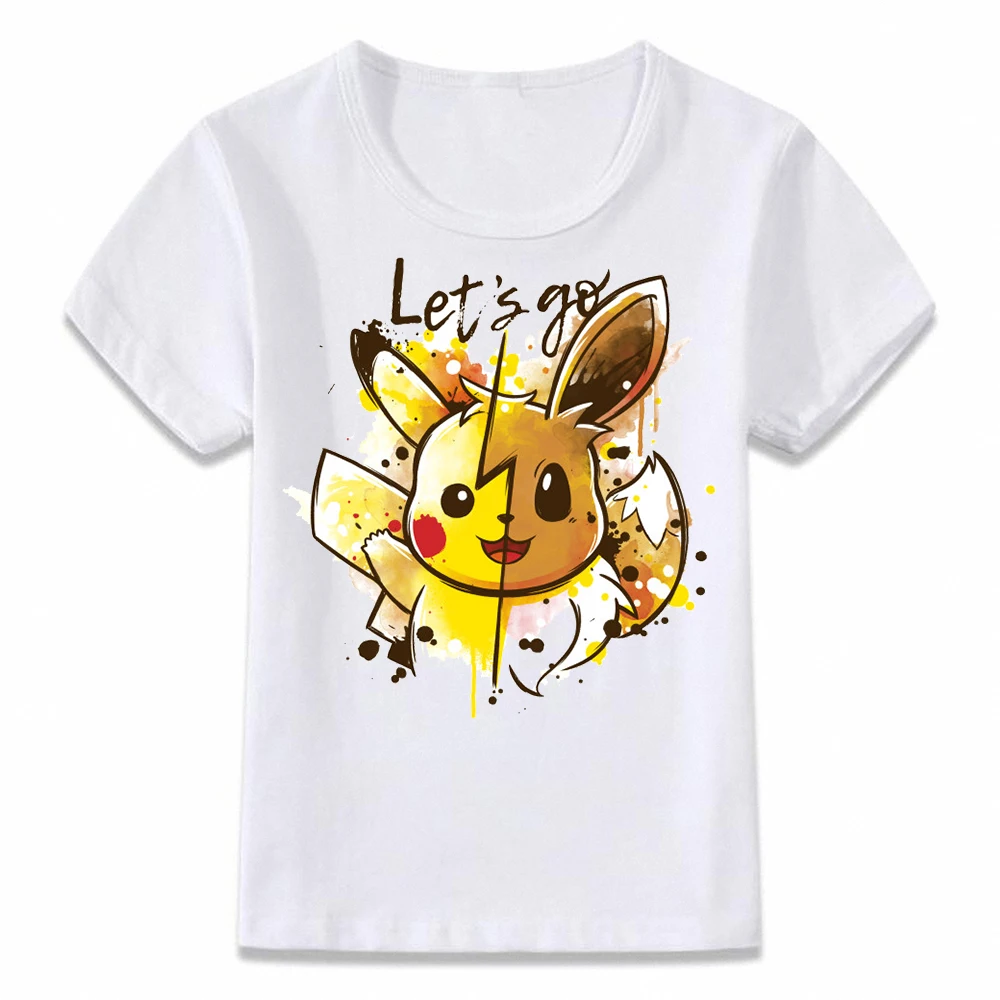 Детская одежда футболка Let's Go Pikachu Let's Go Eevee, футболка для мальчиков и девочек, рубашки для малышей, футболка