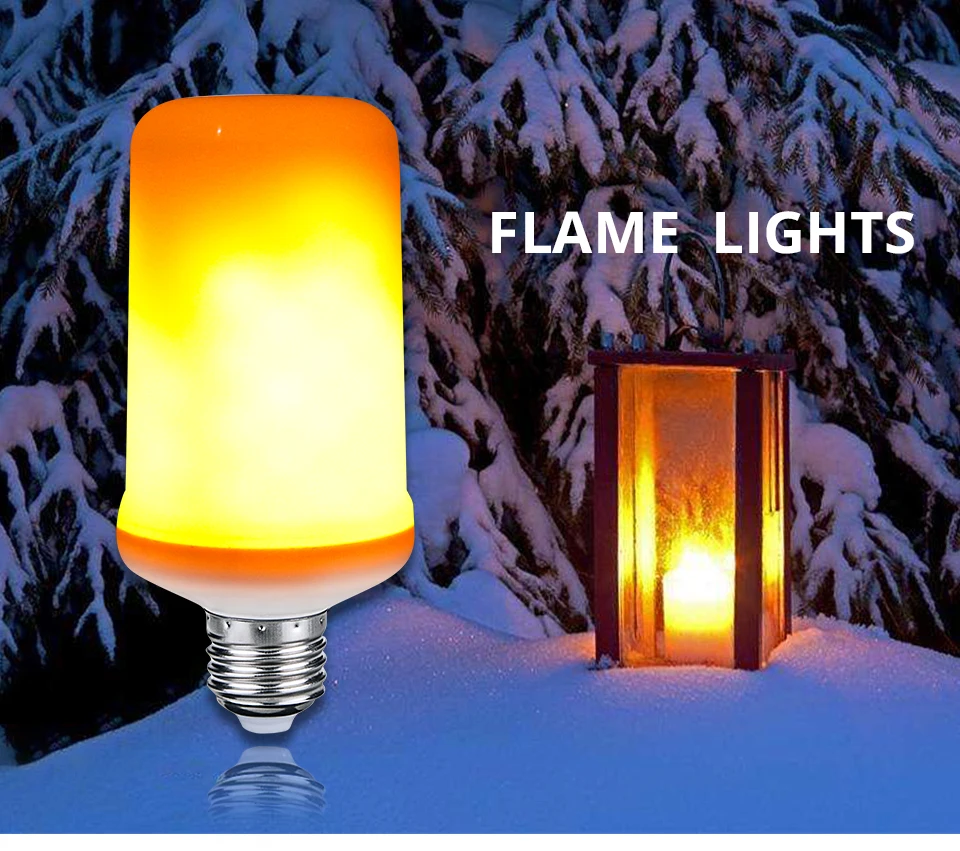 3 Modes LED Flame Effect Fire Light Bulb SMD2835 AC 85-265V E27 LED Burning Light Flicker Flame Lamp 1300-1800K Light Bulb Home (1)