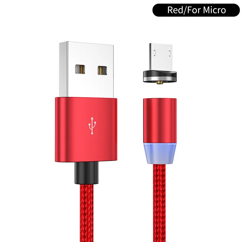 YKZ Магнитный USB кабель для huawei samsung type C type-C зарядный USB C Магнитный кабель Micro USB шнур для мобильного телефона для iPhone - Цвет: Red for micro