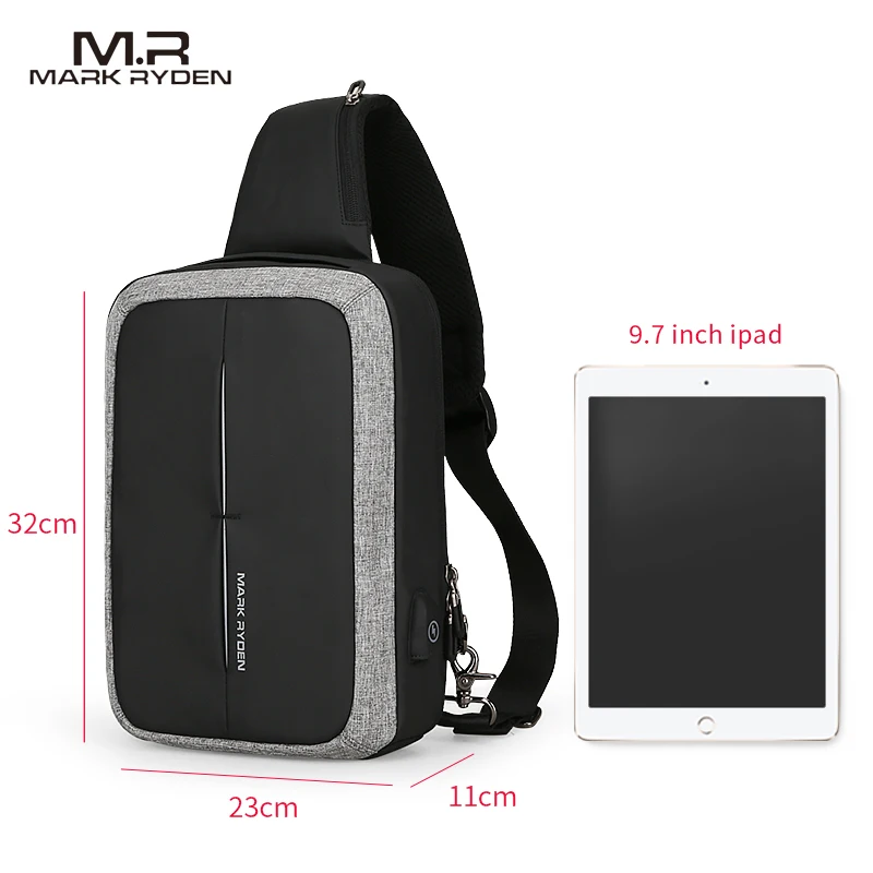علامة رايدن جديد الرجال Crossbody حقيبة الأعمال حقيبة كتف قدرة عالية حقيبة صدر للرجال USB تغذى تصميم