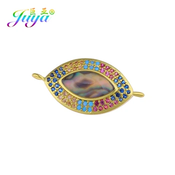 

Juya Colorful Crystals Shell Opal Jewelry Charms Greek Evil Eye Connectors Accessories For Women Men Needlework Jewelry Making