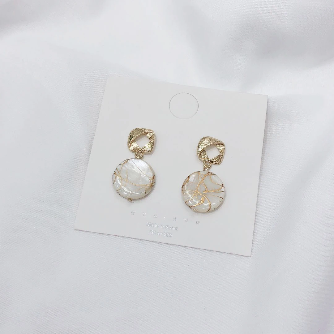 

Stylish circular shell drop boho earring alloy drop oil 2019 new jewelry