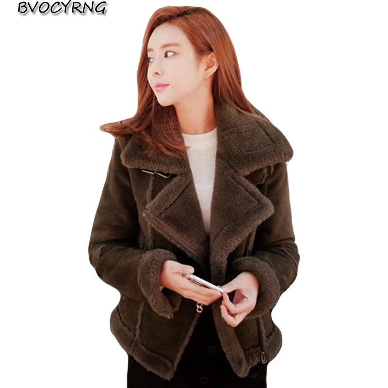 

High Quality New 2018 Winter Lambswool Suede Jacket Thicken Coat Female Warm Jackets fashion Women Autumn Short Overcoat A0661
