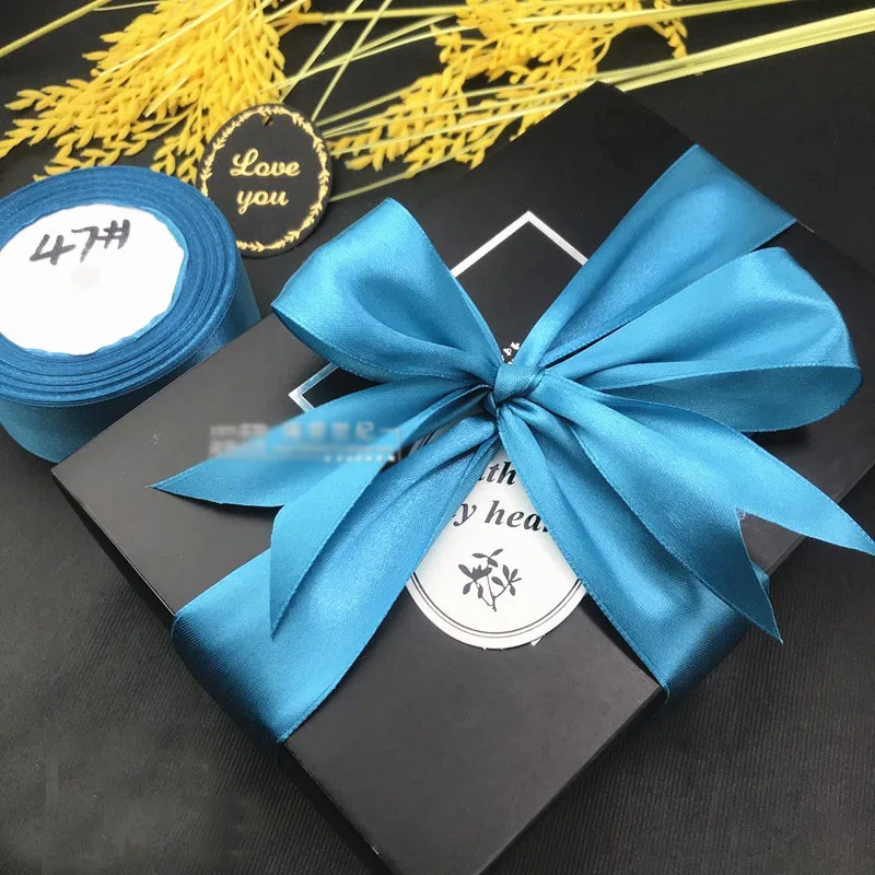 

Peacock Blue Silk Satin Ribbons Gift Box Packaging DIY Roses Flower Christmas Halloween Decoration (3/6/10//15/20/25/40/50mm)