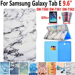 Модная чехол для samsung Galaxy Tab E 9,6 дюймов T560 SM-T560 T561 T562 окрашены кожаный мягкий силиконовый откидная крышка Подставка принципиально Coque