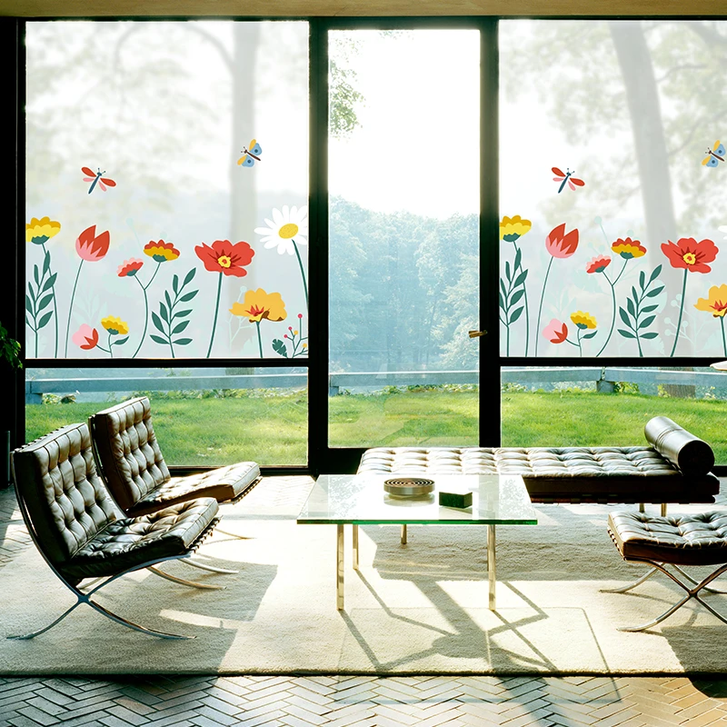 Customized window stickers small fresh bathroom balcony glass door film