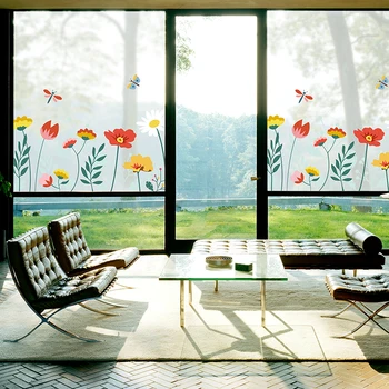 

Customized window stickers small fresh bathroom balcony glass door film transparent static frosted glass stickers