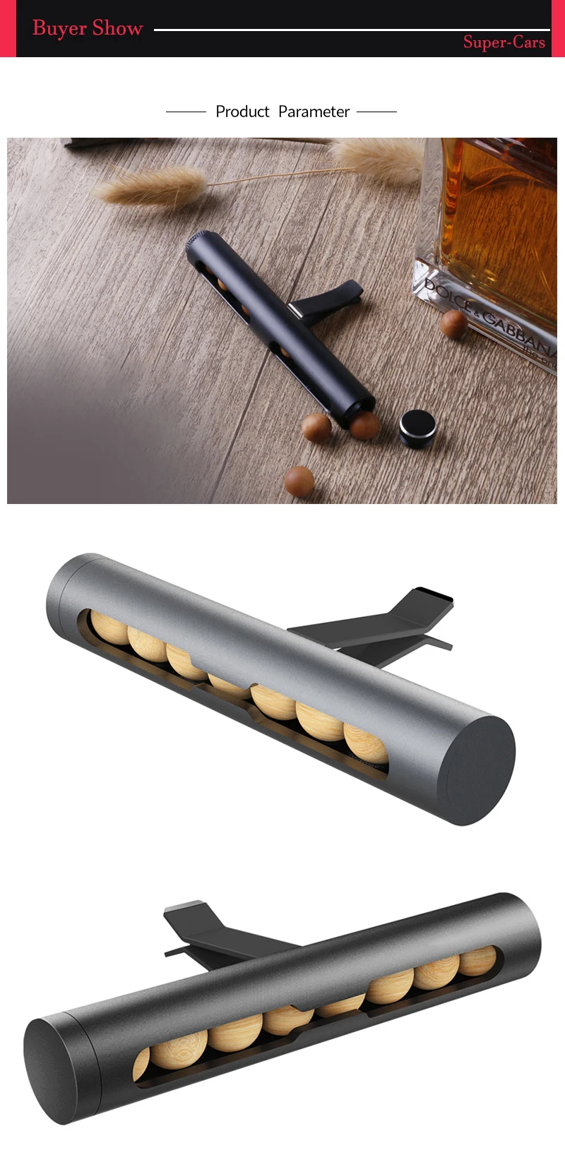 PC5  Car Air Freshener Perfume Wooden Beads Nature Smell Auto Outlet Vent Creative Flavoring Scent For Car Air Conditioner Decoration