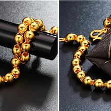 Тонкой 999 24 К желтого золота браслет/идеально гладкая Бусины ссылка браслет-цепочка 5.95 г