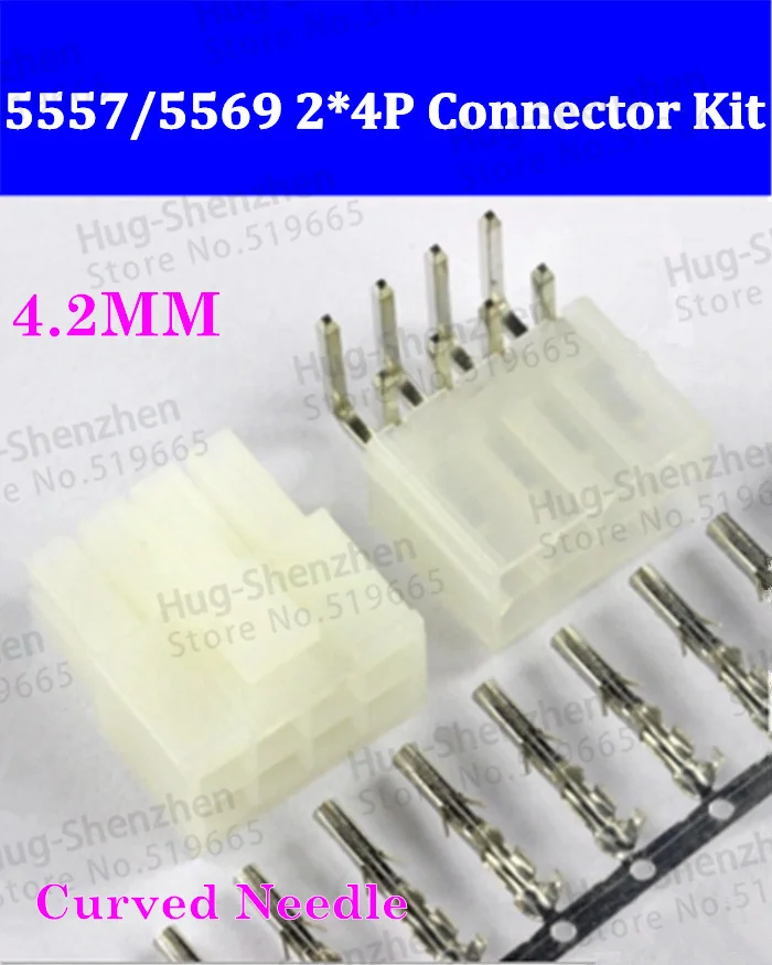 Terminais de Ligação Habitação + Curvo Agulha + Terminal para o Setor Sets 5569 8pin 2 * Carro 4pin Kit Conector Elétrico Automotivo Ect. 50 4.2mm 5557 –
