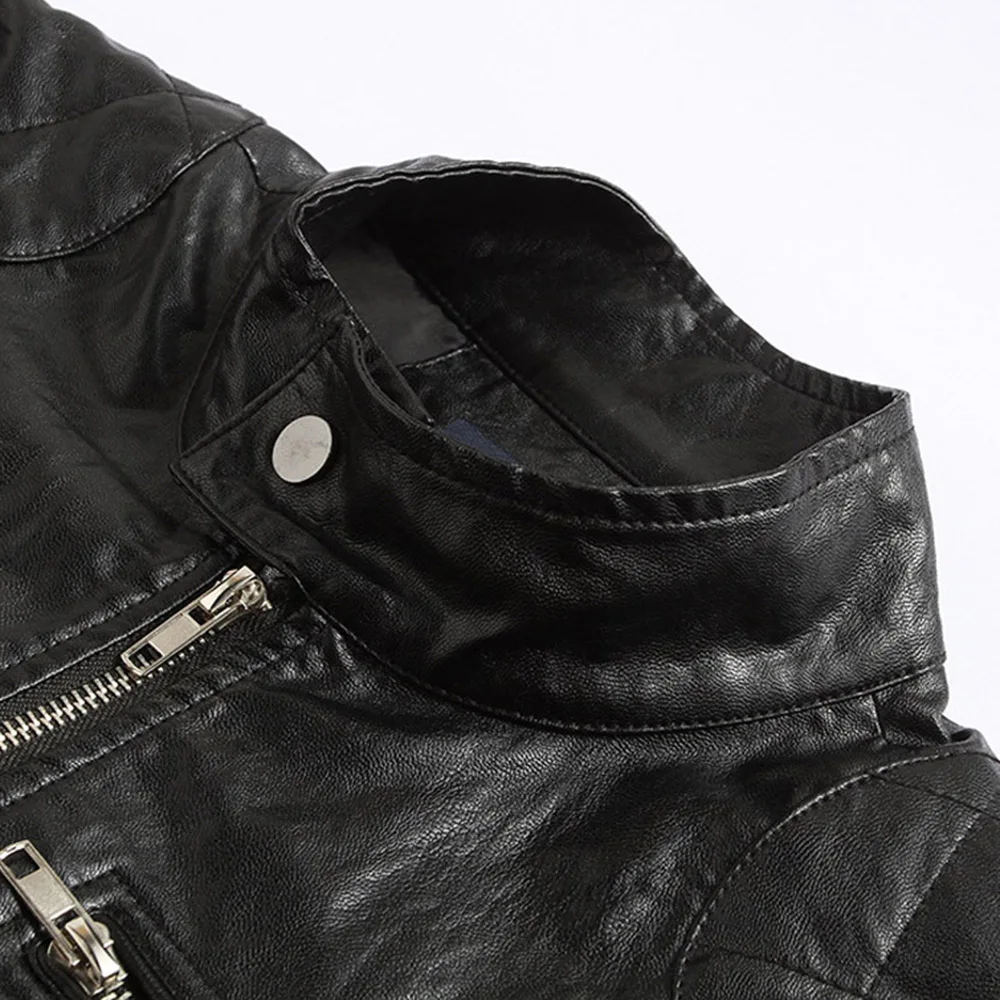 Новая Ретро мотоциклетная куртка мужская из искусственной кожи приталенная тонкая Классическая Байкерская панк мотоциклетная ветрозащитная мотоциклетная куртка пальто размер M-5XL