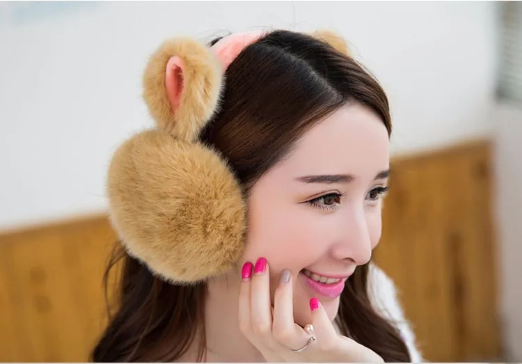 New Fashion Rabbit Winter Earmuffs For Women Warm Fur Earmuffs Winter Warm Ear Warmers Gifts For Girls Female Free Shipping